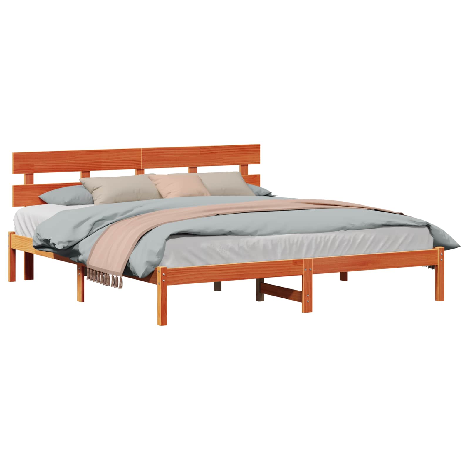 Krevetna konstrukcija Smeđa 200 x 200 cm Čvrsto borovo drvo