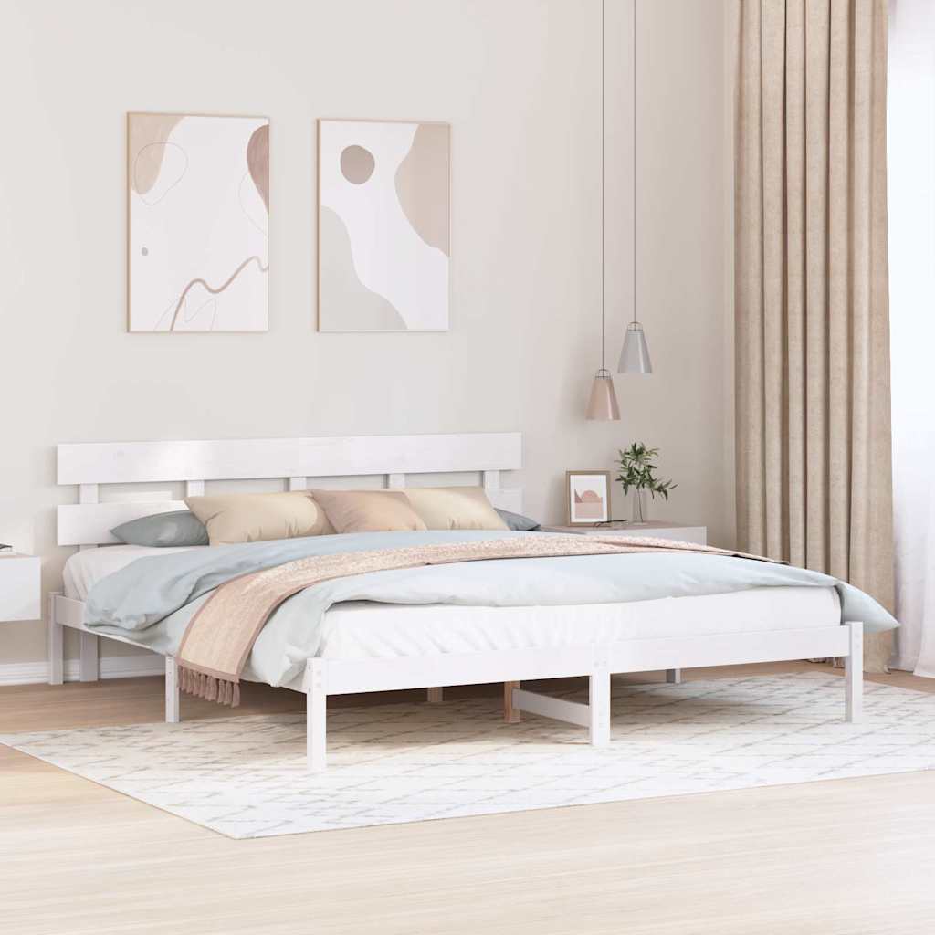 Krevetna konstrukcija Bijelo 180 x 200 cm Čvrsto borovo drvo
