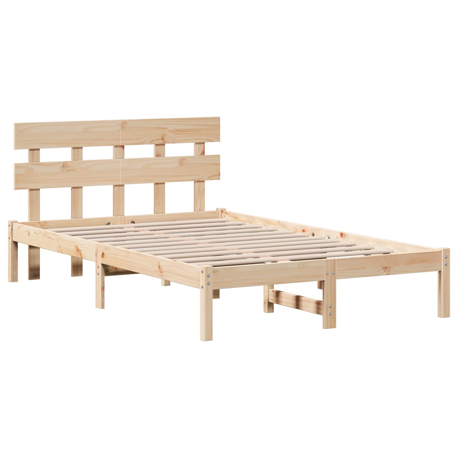 Krevetna konstrukcija Smeđa 135 x 190 cm Čvrsto borovo drvo