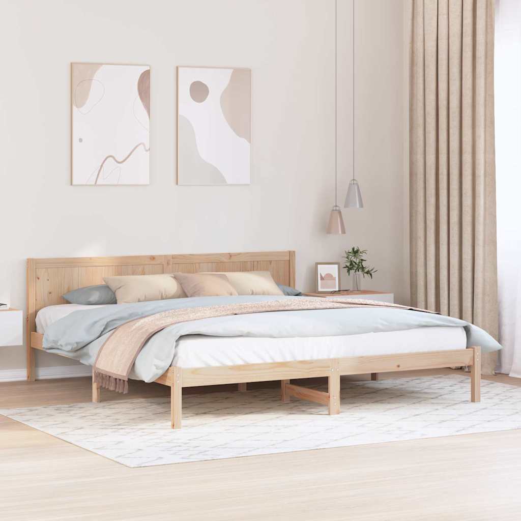 Krevetna konstrukcija Smeđa 200 x 200 cm Čvrsto borovo drvo