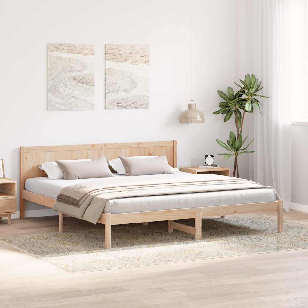 Krevetna konstrukcija Smeđa 200 x 200 cm Čvrsto borovo drvo