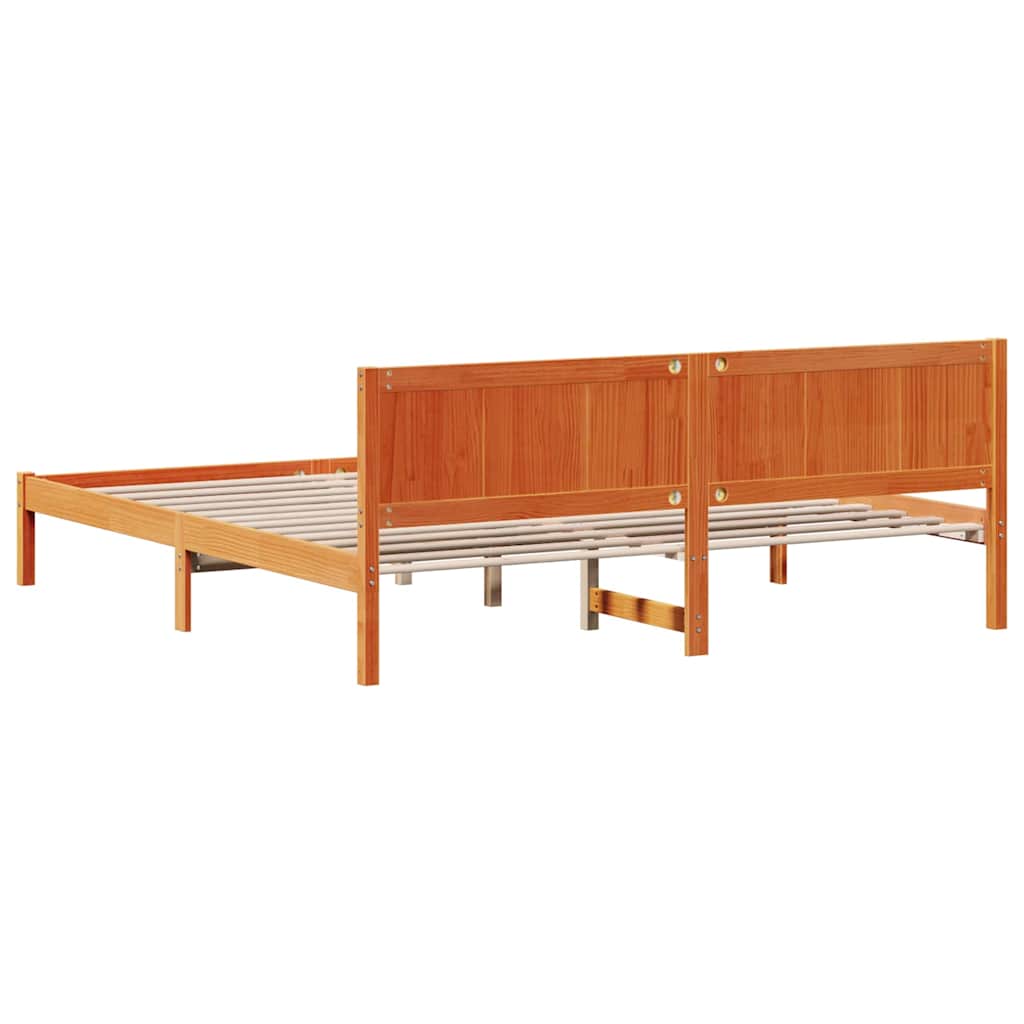 Krevetna konstrukcija Smeđa 200 x 200 cm Čvrsto borovo drvo