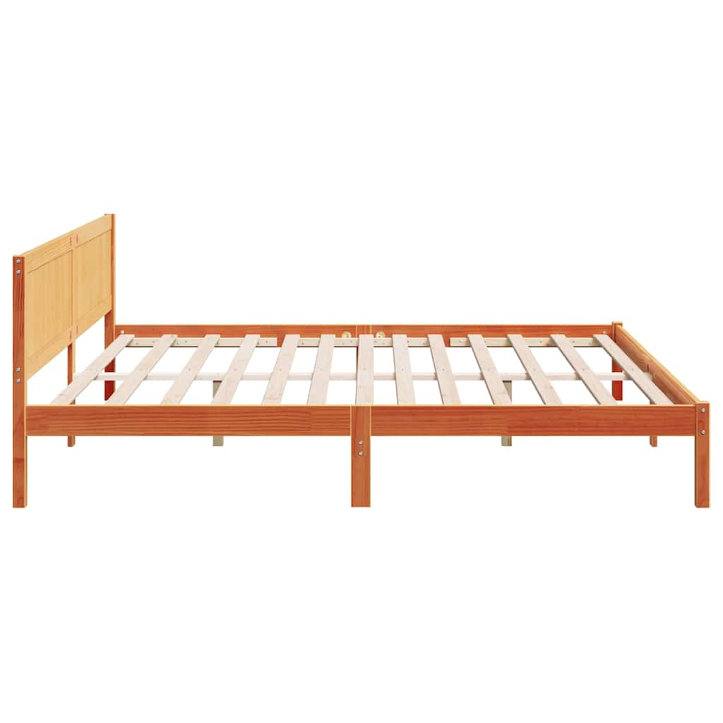 Krevetna konstrukcija Smeđa 200 x 200 cm Čvrsto borovo drvo