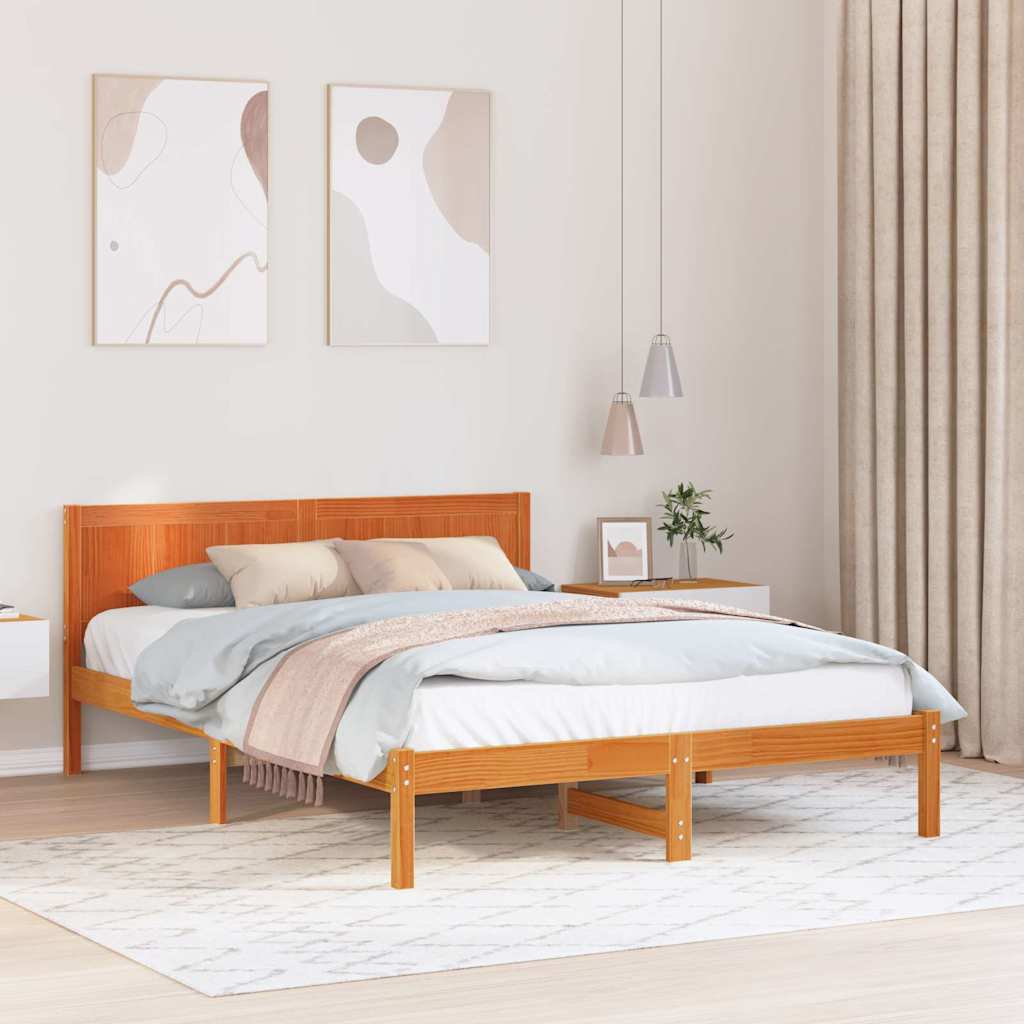 Krevetna konstrukcija Smeđa 160 x 200 cm Čvrsto borovo drvo
