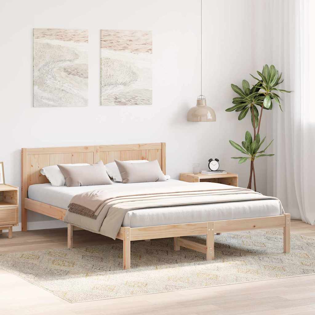 Krevetna konstrukcija Smeđa 150 x 200 cm Čvrsto borovo drvo