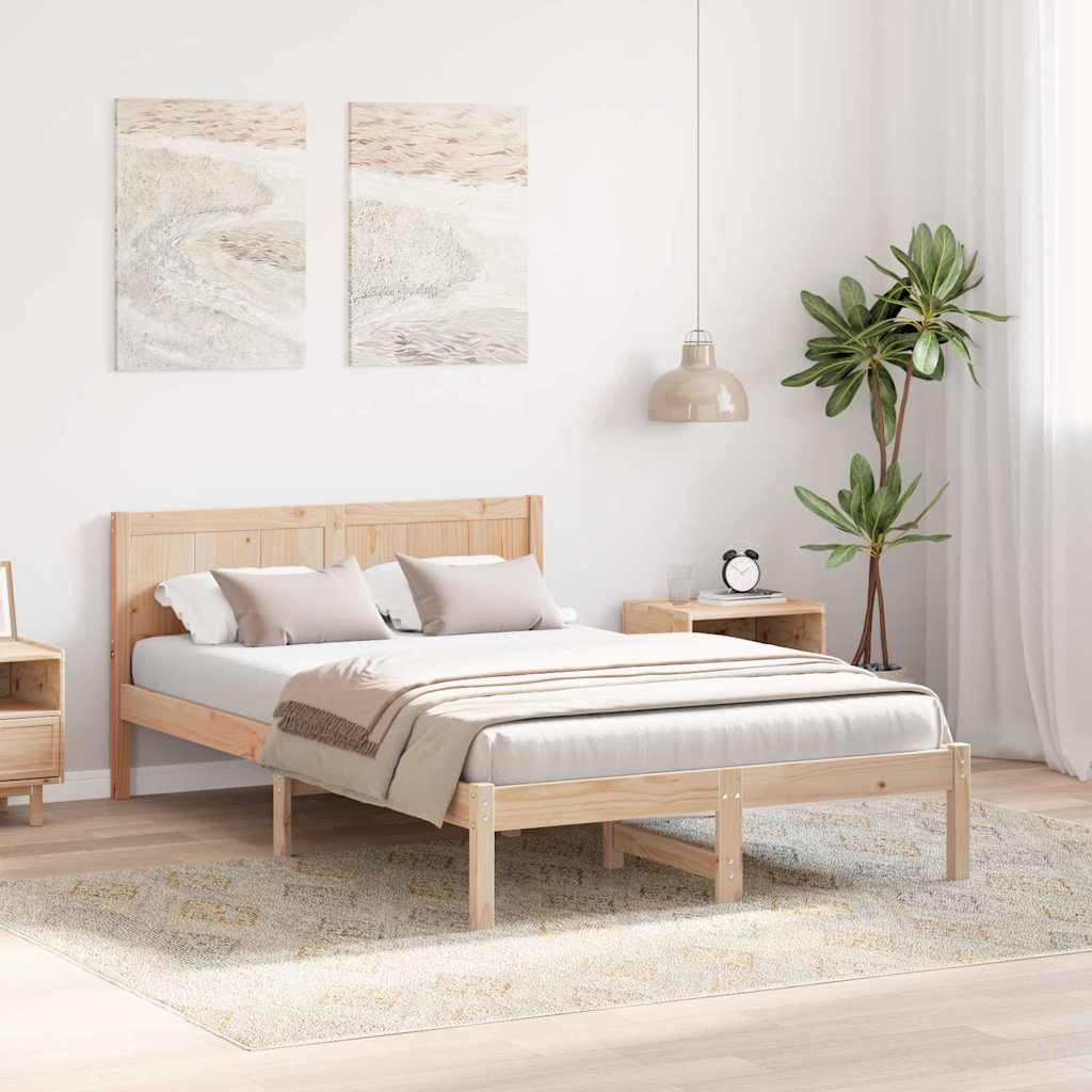Krevetna konstrukcija Smeđa 120 x 190 cm Čvrsto borovo drvo