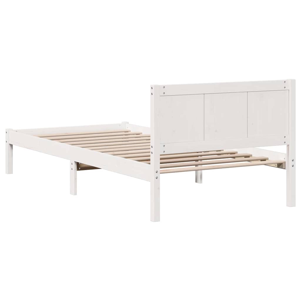 Krevetna konstrukcija Bijelo 75 x 190 cm Čvrsto borovo drvo