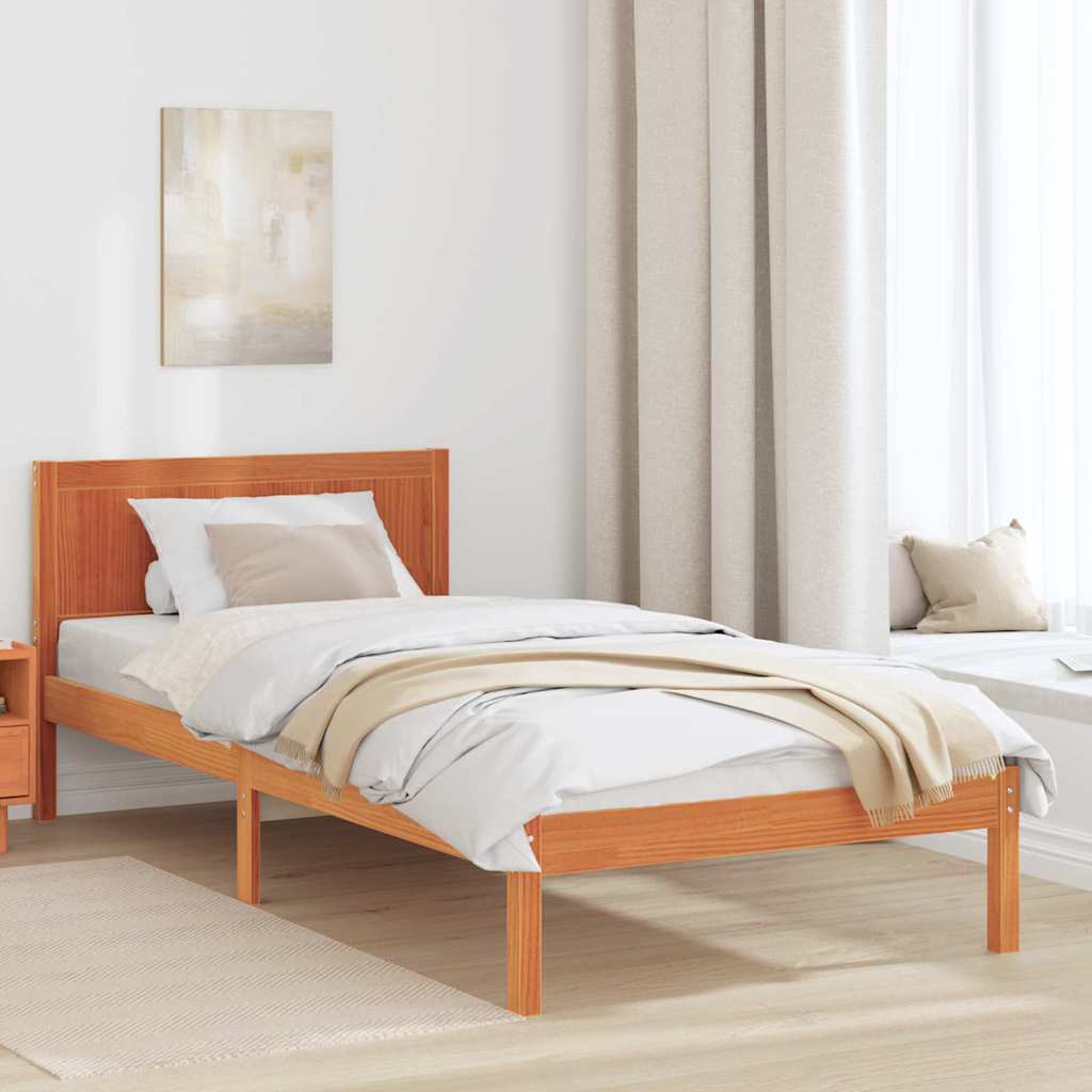 Krevetna konstrukcija Smeđa 75 x 190 cm Čvrsto borovo drvo