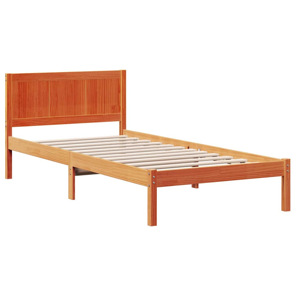 Krevetna konstrukcija Smeđa 75 x 190 cm Čvrsto borovo drvo