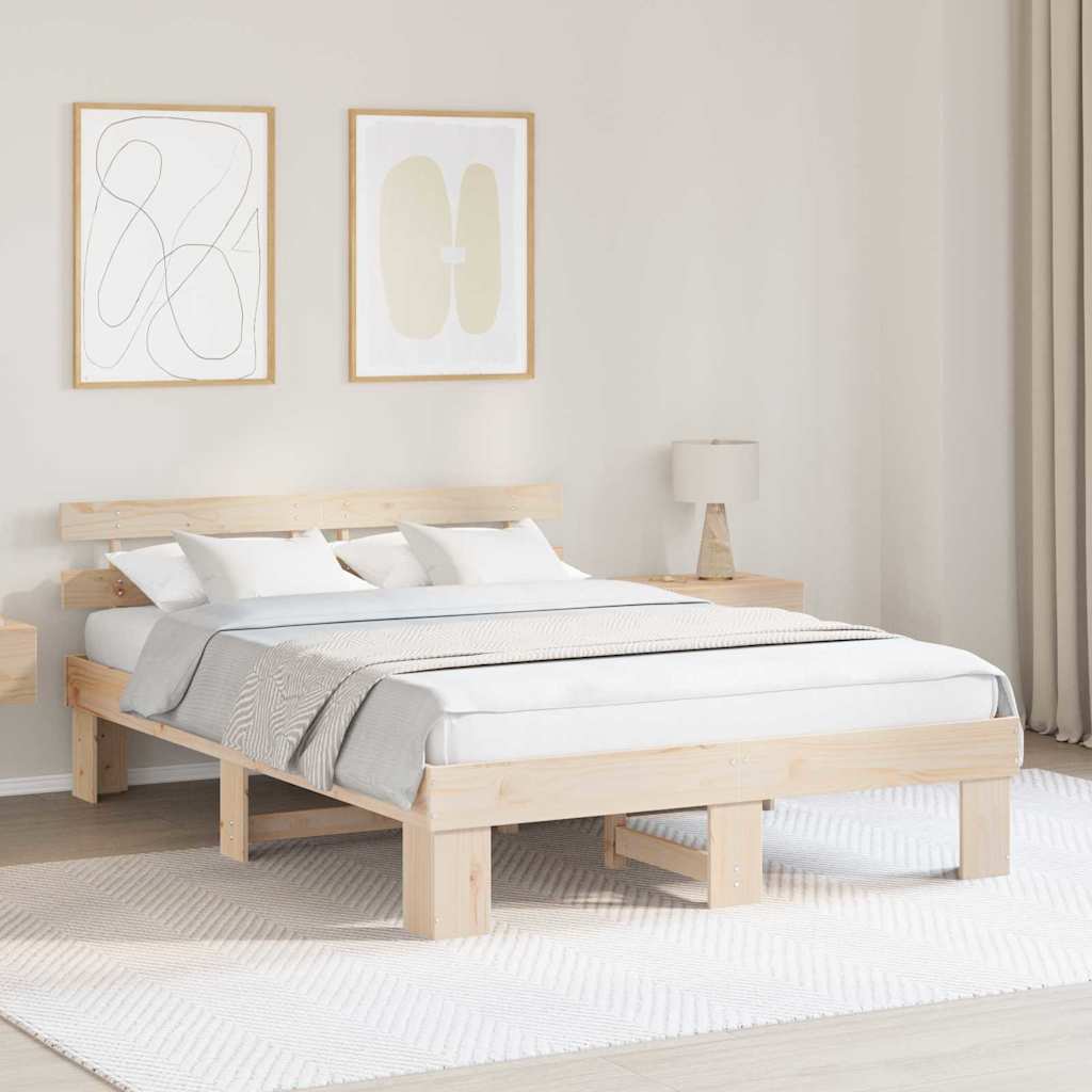 Krevetna konstrukcija Prirodna 150 x 200 cm Čvrsto borovo drvo