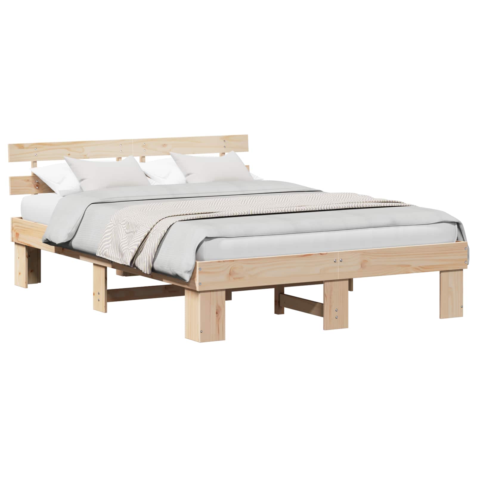 Krevetna konstrukcija Prirodna 150 x 200 cm Čvrsto borovo drvo