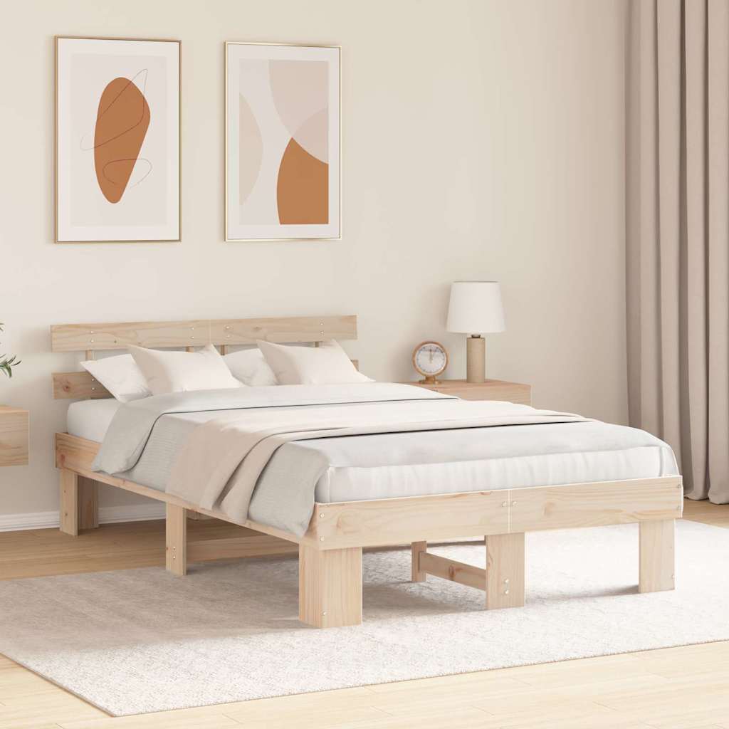 Krevetna konstrukcija Prirodna 135 x 190 cm Čvrsto borovo drvo