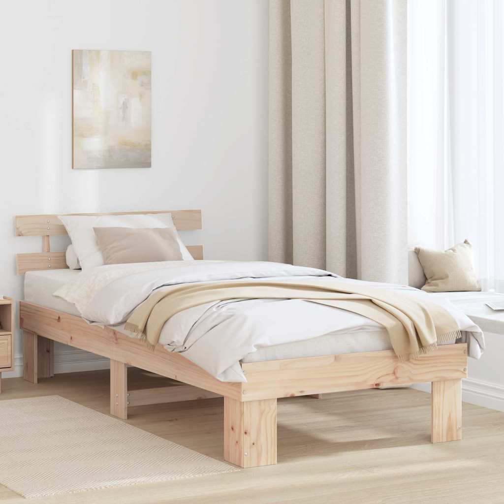 Krevetna konstrukcija Prirodna 75 x 190 cm Čvrsto borovo drvo