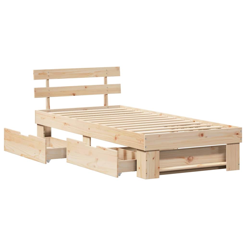 Krevetna konstrukcija Prirodna 90 x 200 cm Čvrsto borovo drvo