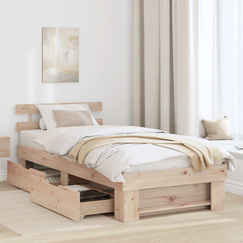 Krevetna konstrukcija Prirodna 90 x 190 cm Čvrsto borovo drvo