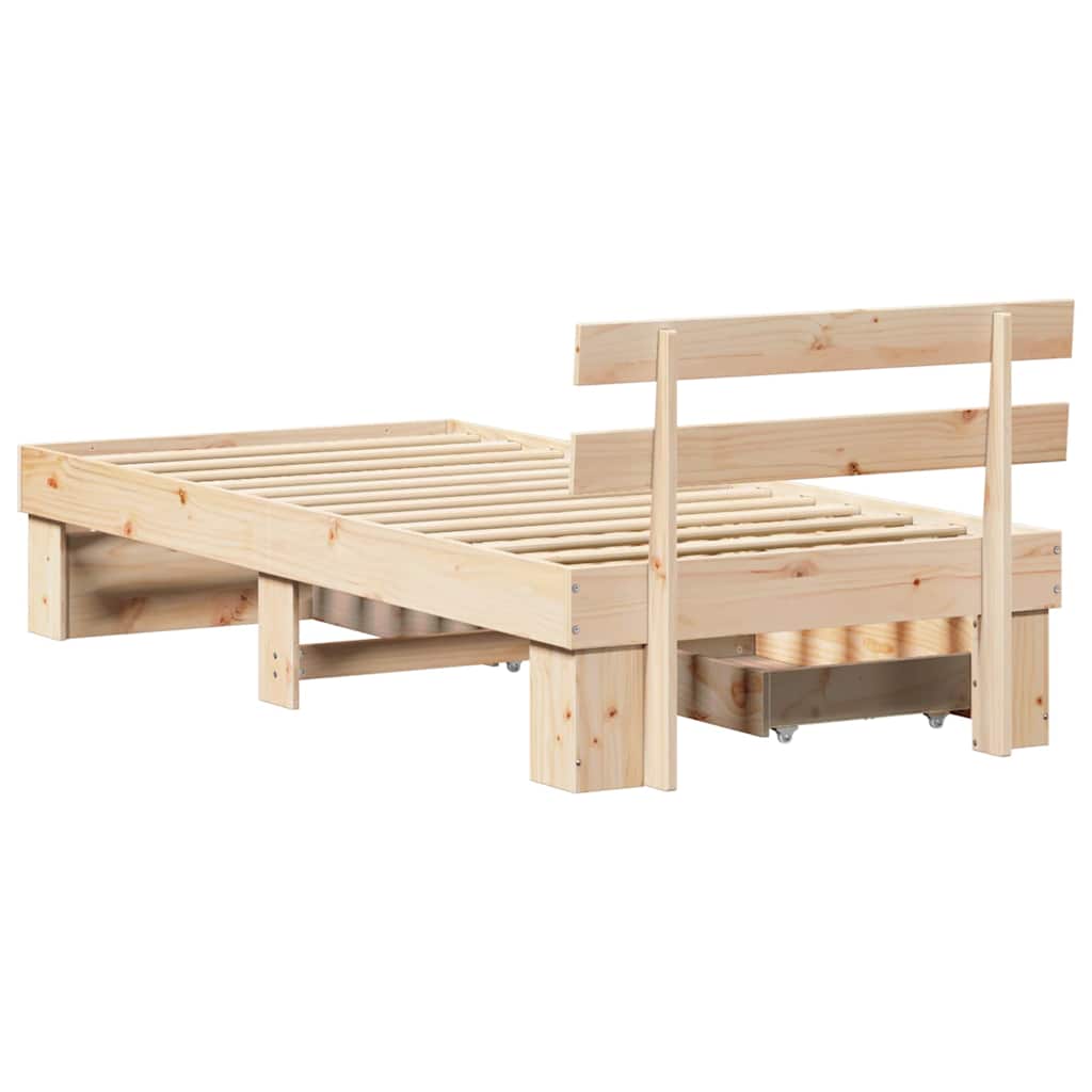 Krevetna konstrukcija Prirodna 75 x 190 cm Čvrsto borovo drvo
