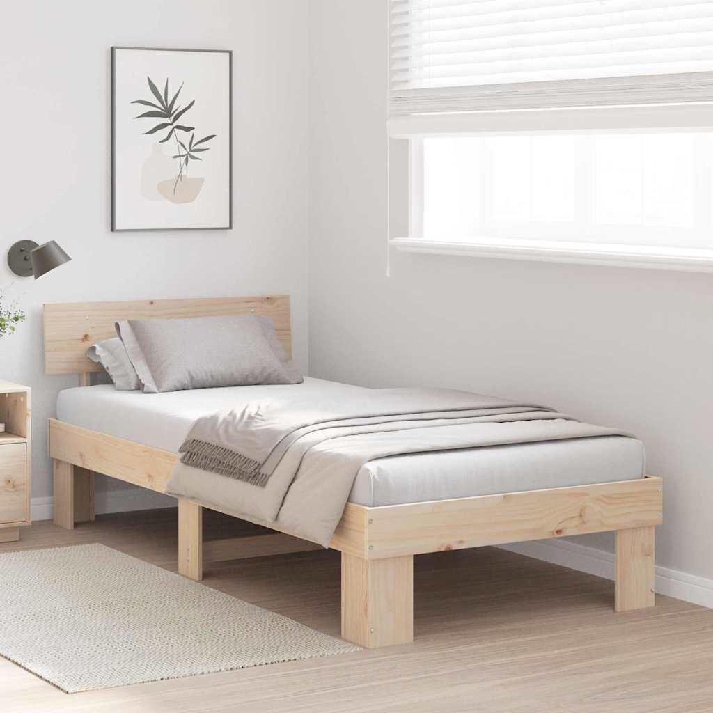 Krevetna konstrukcija Prirodna 90 x 200 cm Čvrsto borovo drvo