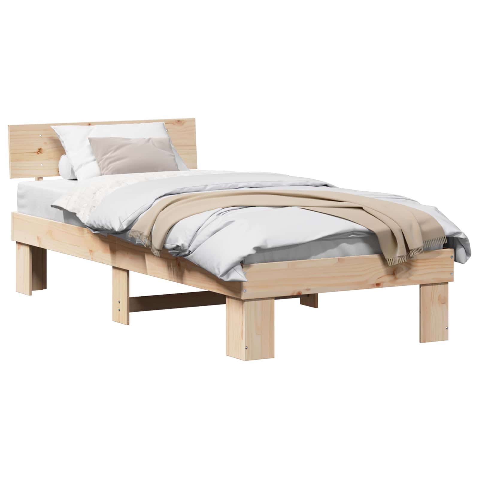Krevetna konstrukcija Prirodna 90 x 190 cm Čvrsto borovo drvo
