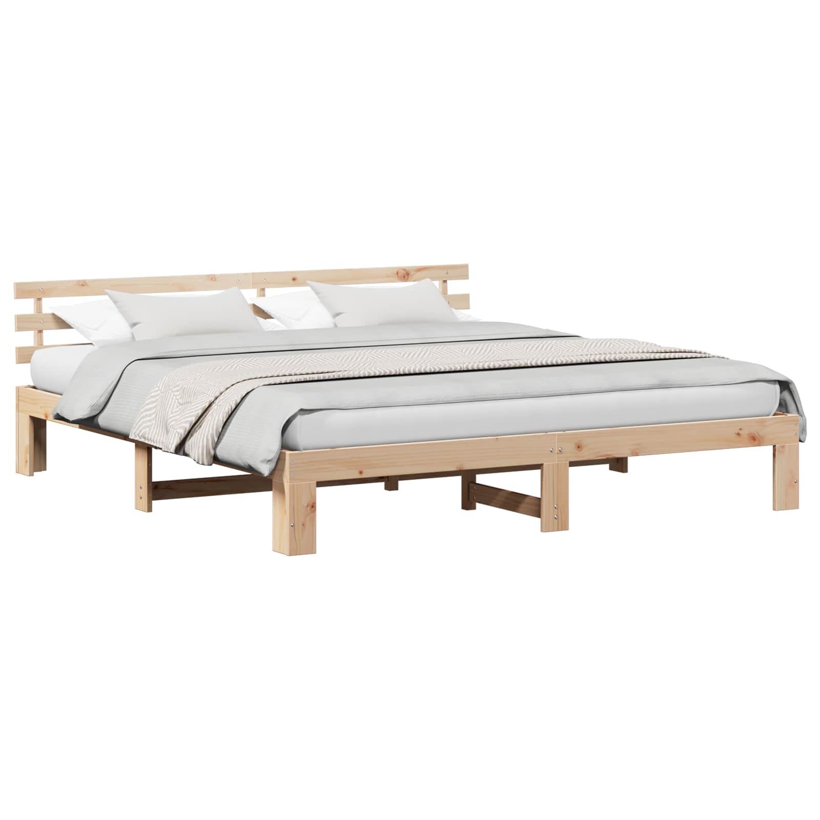 Krevetna konstrukcija Prirodna 200 x 200 cm Čvrsto borovo drvo