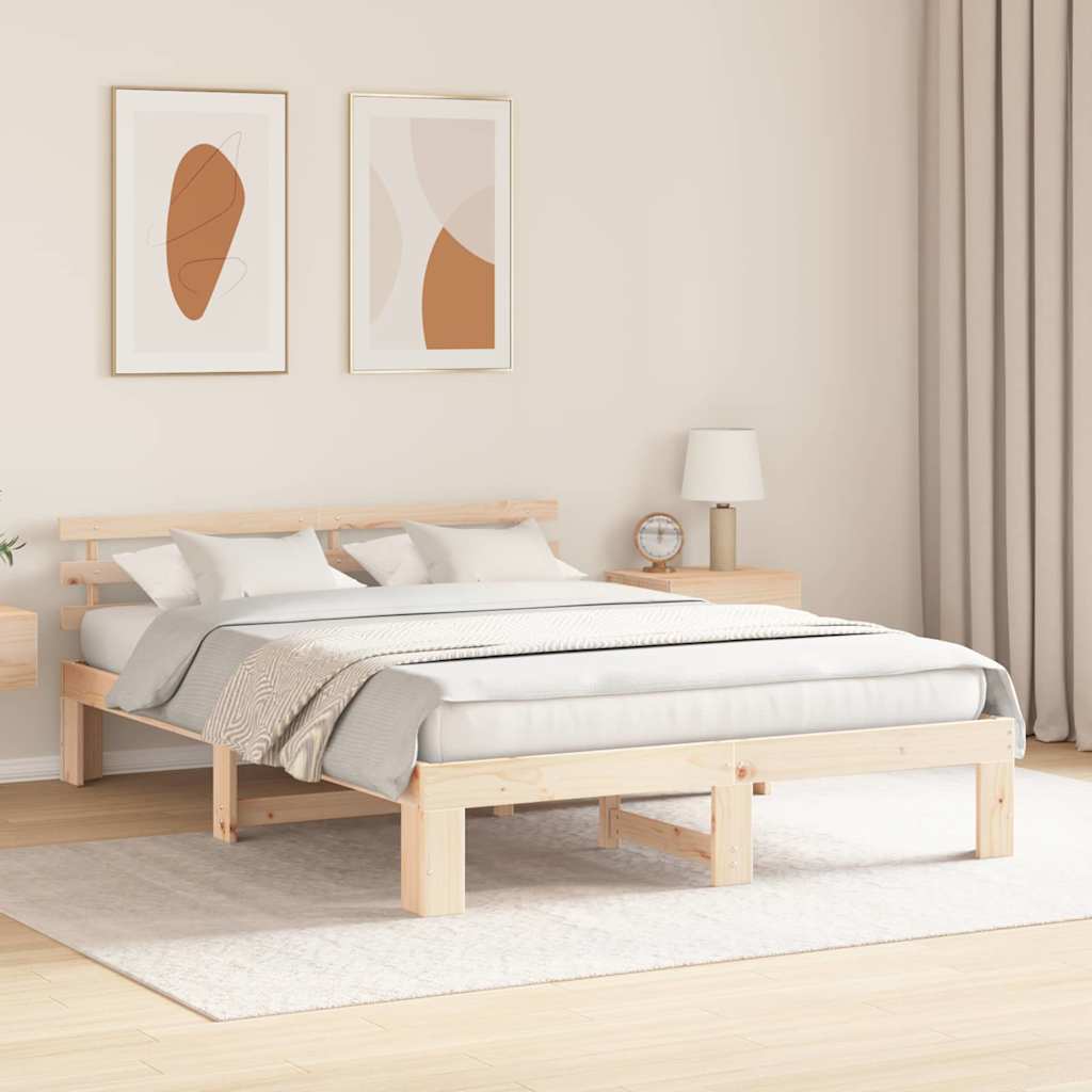 Krevetna konstrukcija Prirodna 150 x 200 cm Čvrsto borovo drvo