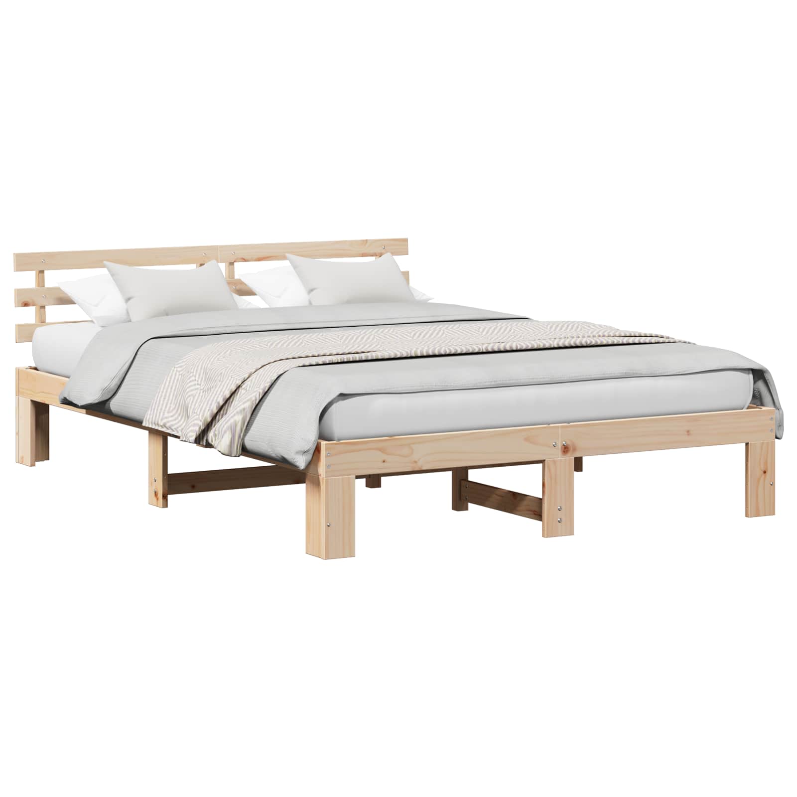 Krevetna konstrukcija Prirodna 150 x 200 cm Čvrsto borovo drvo