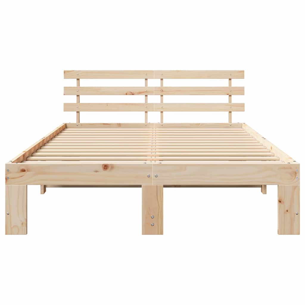Krevetna konstrukcija Prirodna 135 x 190 cm Čvrsto borovo drvo