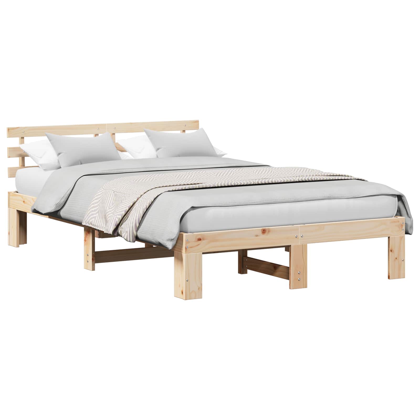 Krevetna konstrukcija Prirodna 120 x 190 cm Čvrsto borovo drvo