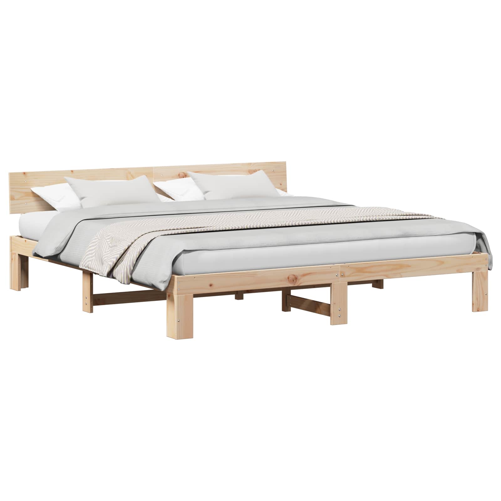 Krevetna konstrukcija Prirodna 200 x 200 cm Čvrsto borovo drvo
