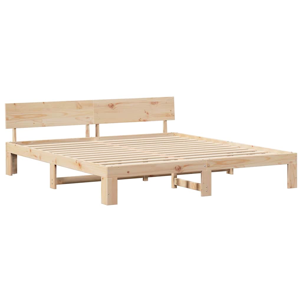 Krevetna konstrukcija Prirodna 200 x 200 cm Čvrsto borovo drvo
