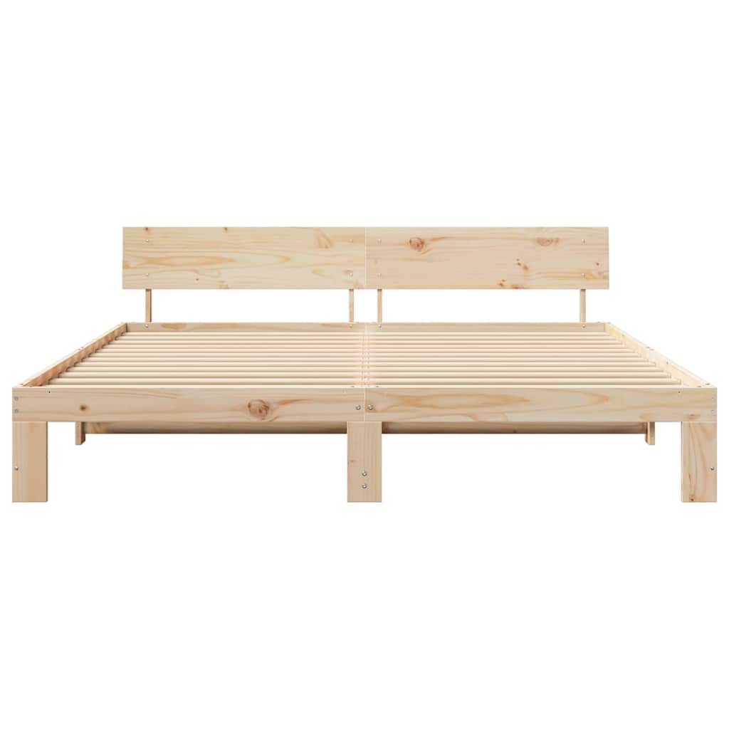 Krevetna konstrukcija Prirodna 200 x 200 cm Čvrsto borovo drvo