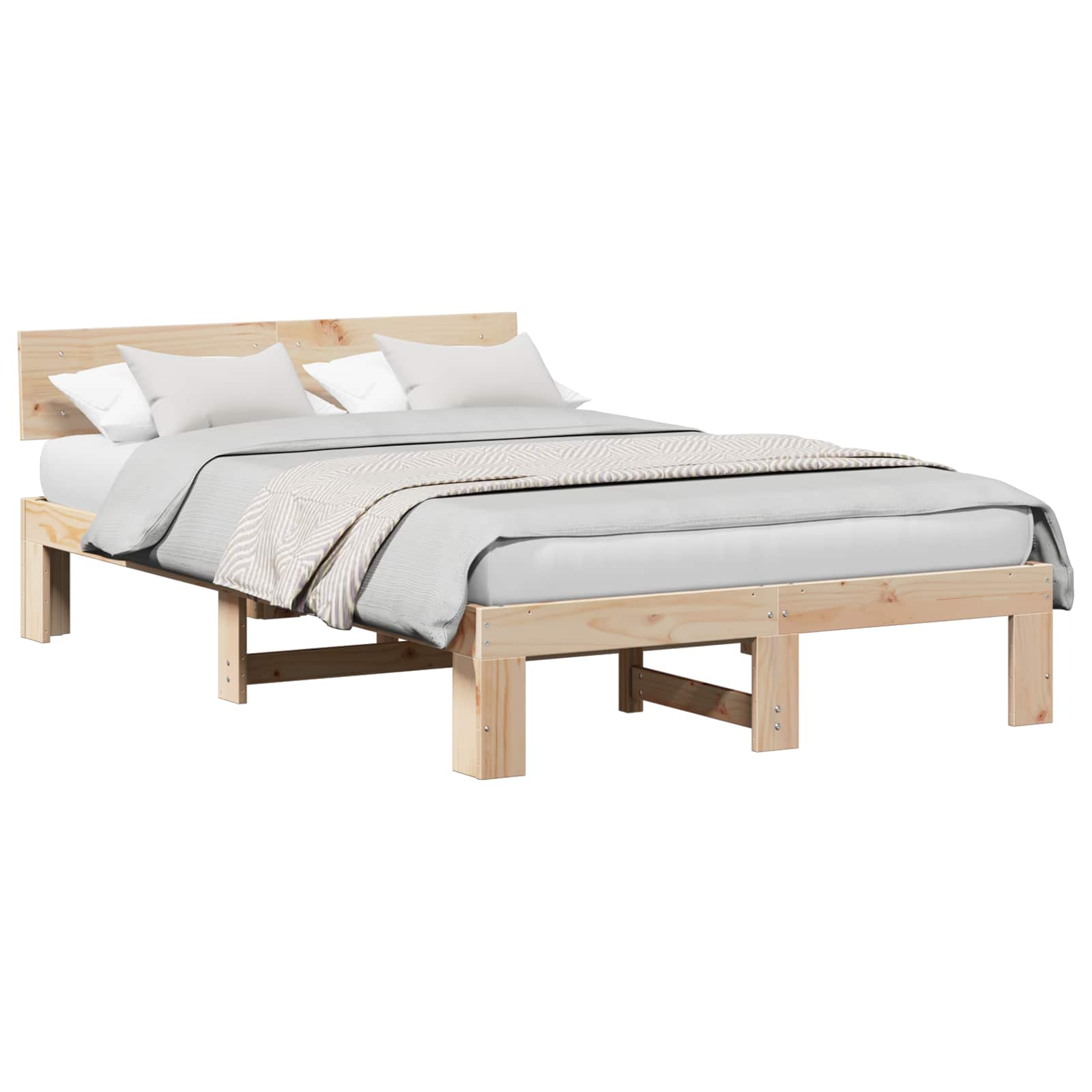 Krevetna konstrukcija Prirodna 120 x 190 cm Čvrsto borovo drvo