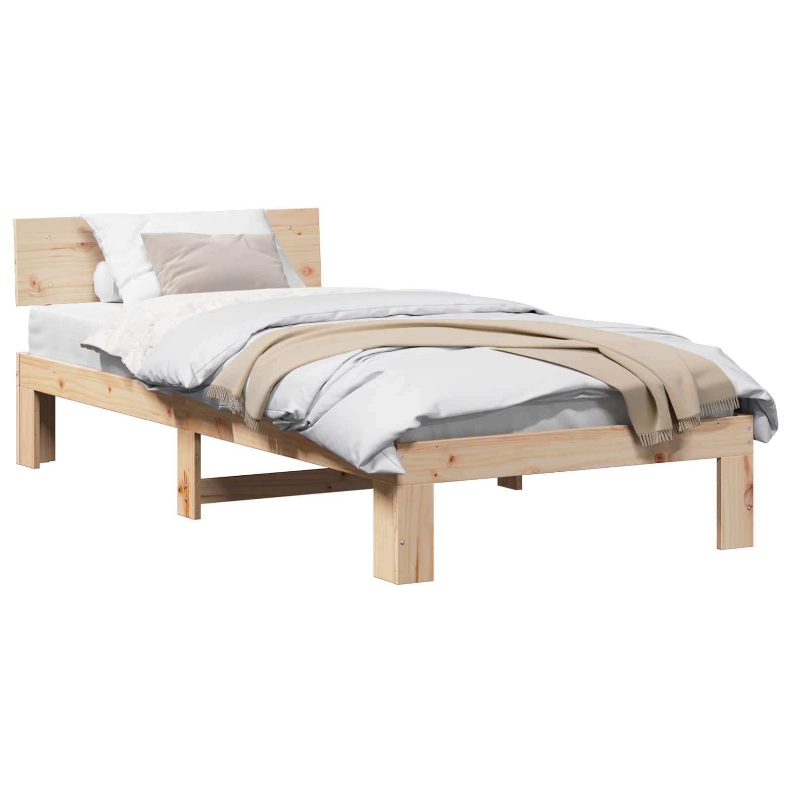 Krevetna konstrukcija Prirodna 75 x 190 cm Čvrsto borovo drvo