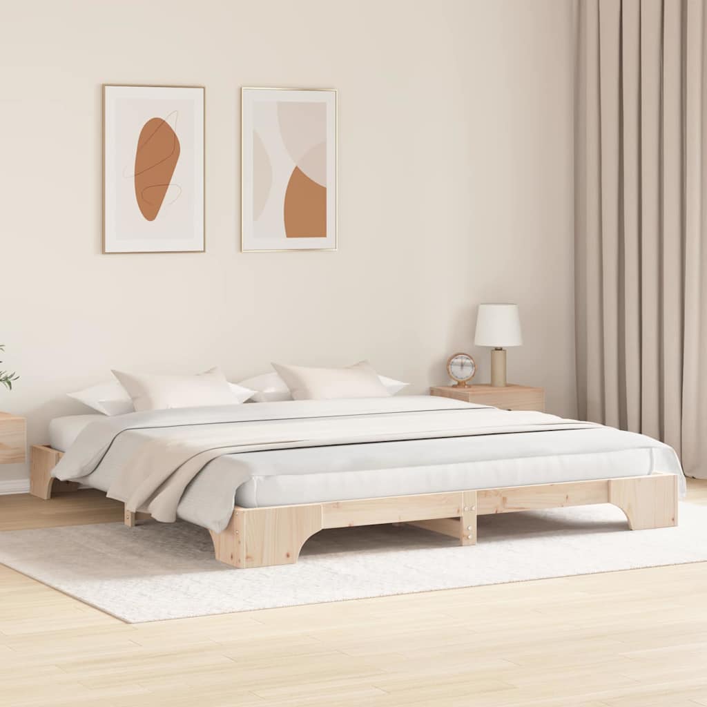 Krevetna konstrukcija Prirodna 200 x 200 cm Čvrsto borovo drvo