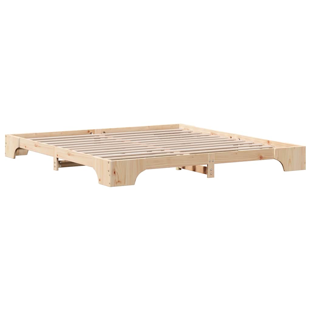 Krevetna konstrukcija Prirodna 200 x 200 cm Čvrsto borovo drvo