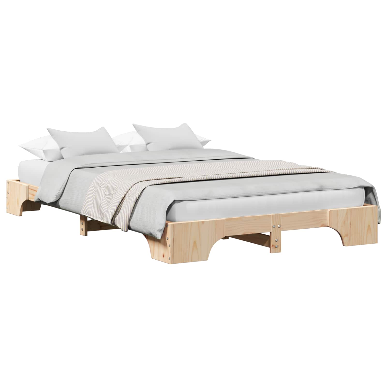 Krevetna konstrukcija Prirodna 135 x 190 cm Čvrsto borovo drvo