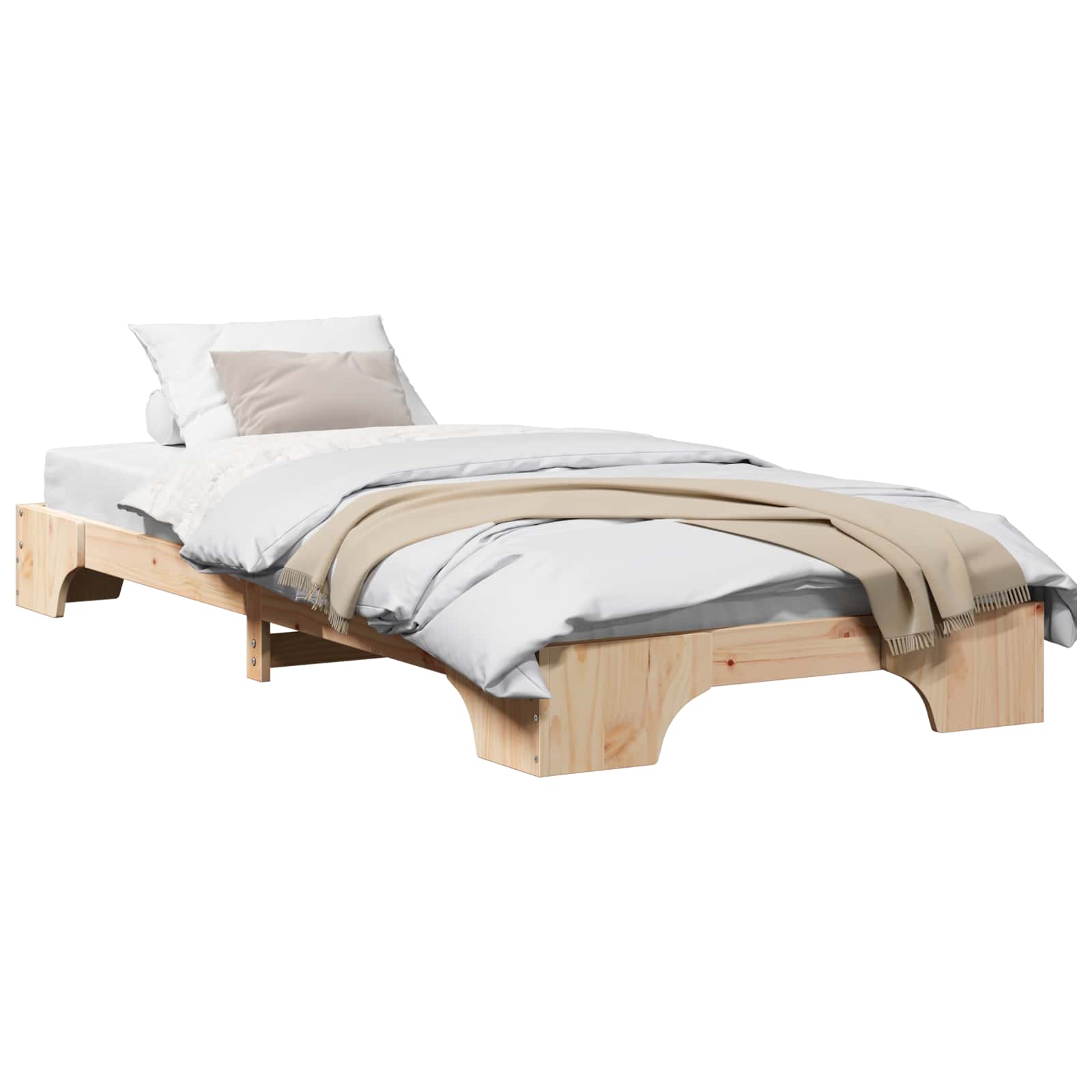 Krevetna konstrukcija Prirodna 75 x 190 cm Čvrsto borovo drvo