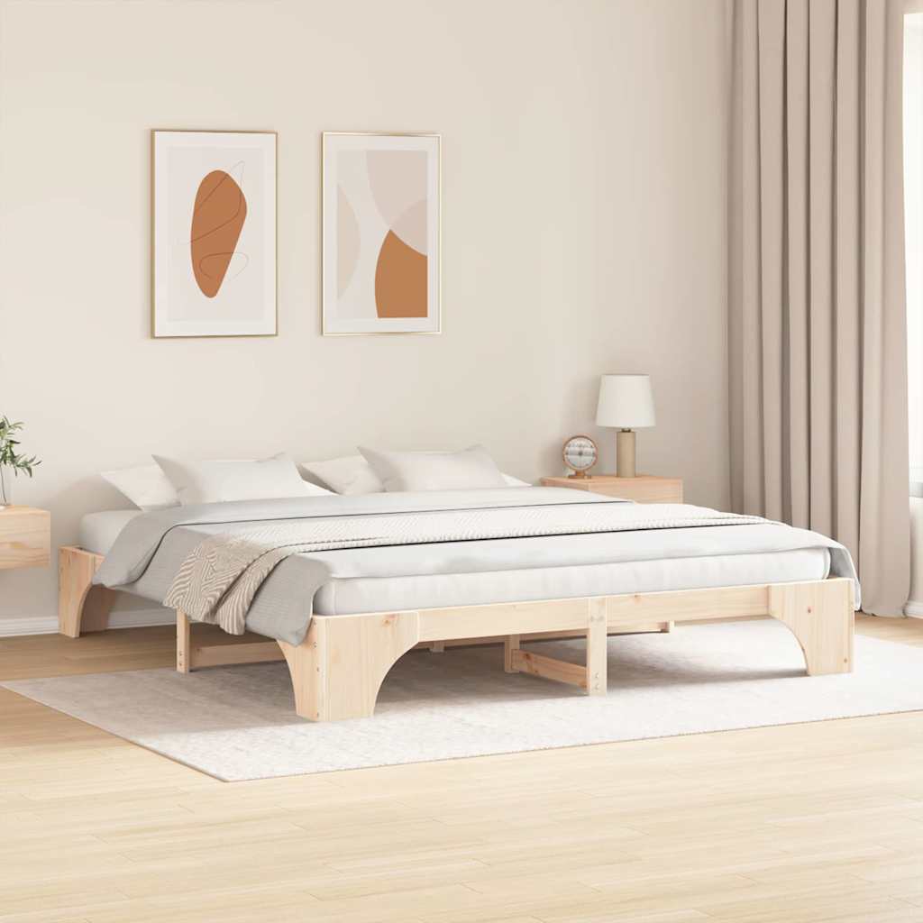 Krevetna konstrukcija Prirodna 200 x 200 cm Čvrsto borovo drvo