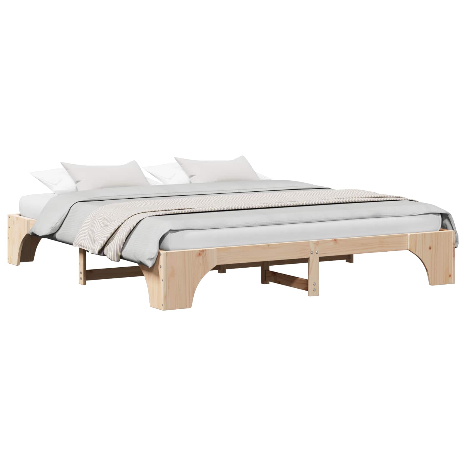 Krevetna konstrukcija Prirodna 200 x 200 cm Čvrsto borovo drvo