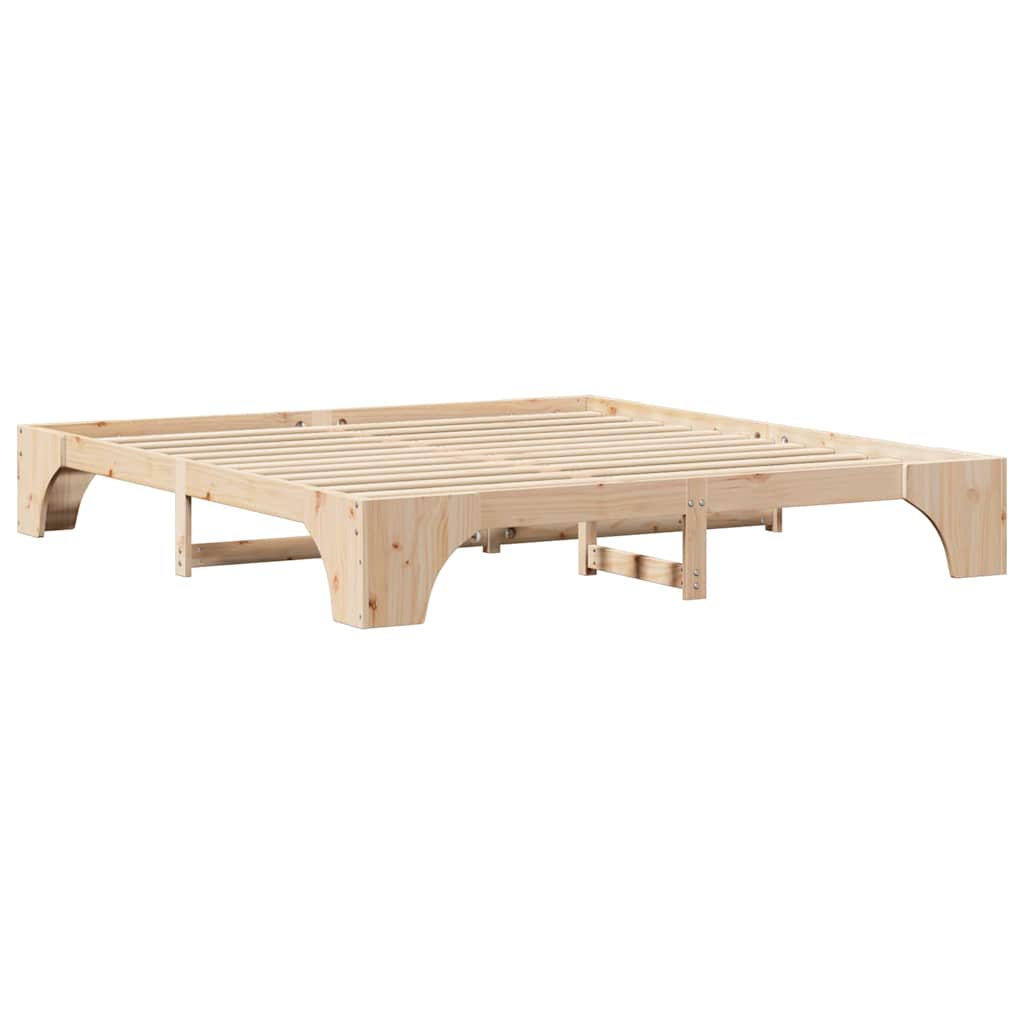 Krevetna konstrukcija Prirodna 200 x 200 cm Čvrsto borovo drvo