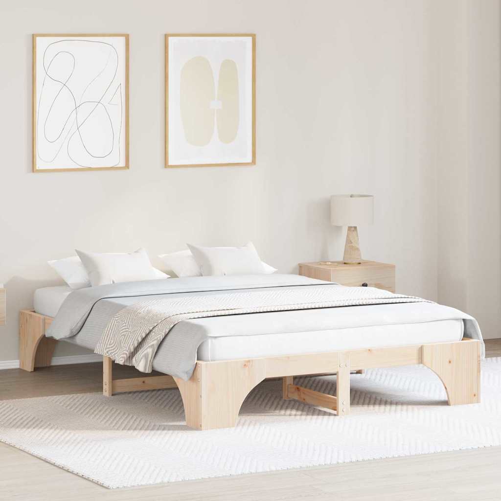 Krevetna konstrukcija Prirodna 150 x 200 cm Čvrsto borovo drvo