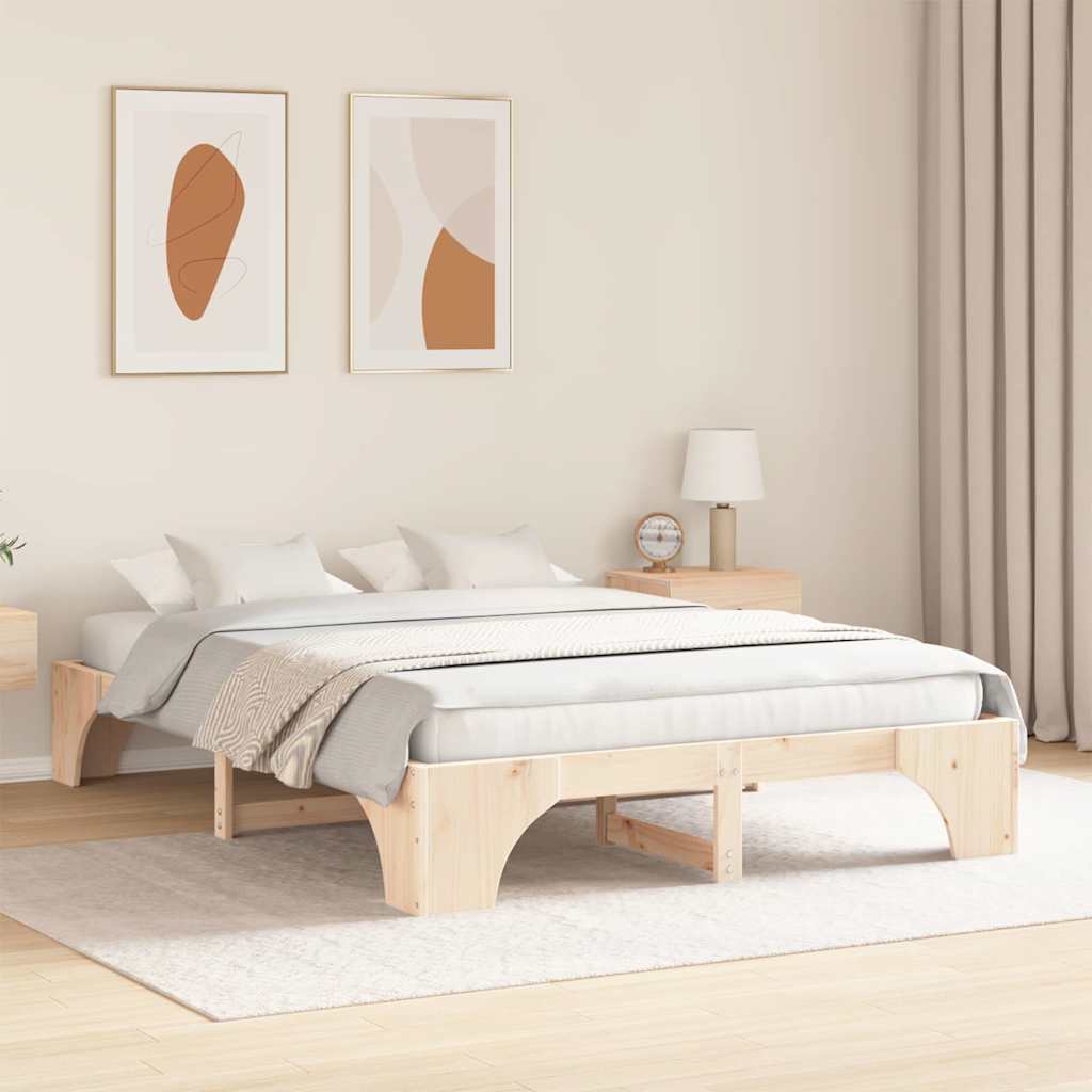 Krevetna konstrukcija Prirodna 150 x 200 cm Čvrsto borovo drvo