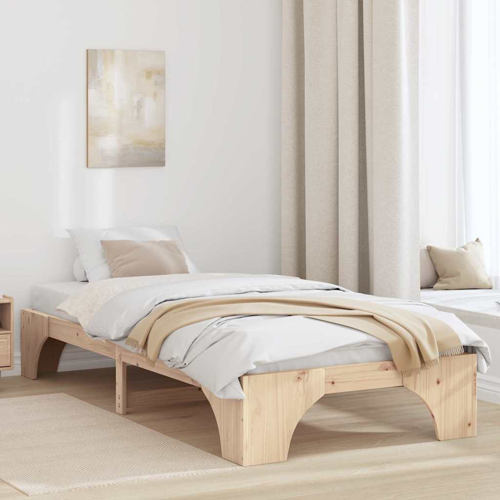 Krevetna konstrukcija Prirodna 90 x 200 cm Čvrsto borovo drvo