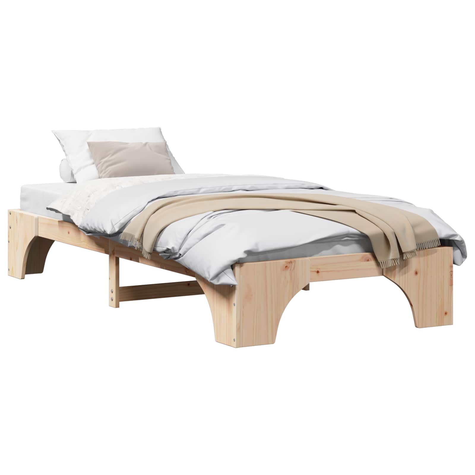 Krevetna konstrukcija Prirodna 75 x 190 cm Čvrsto borovo drvo
