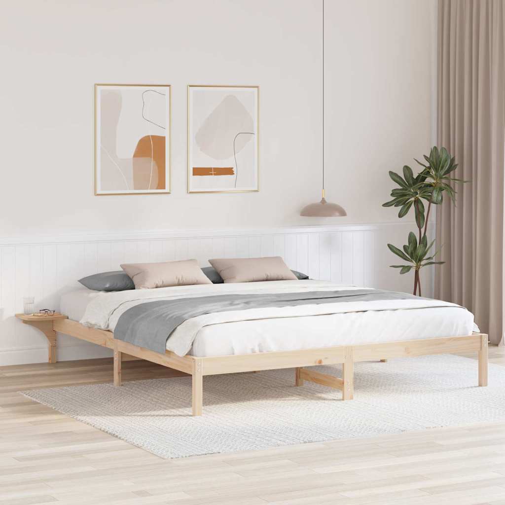 Krevetna konstrukcija Prirodna 200 x 200 cm Čvrsto borovo drvo