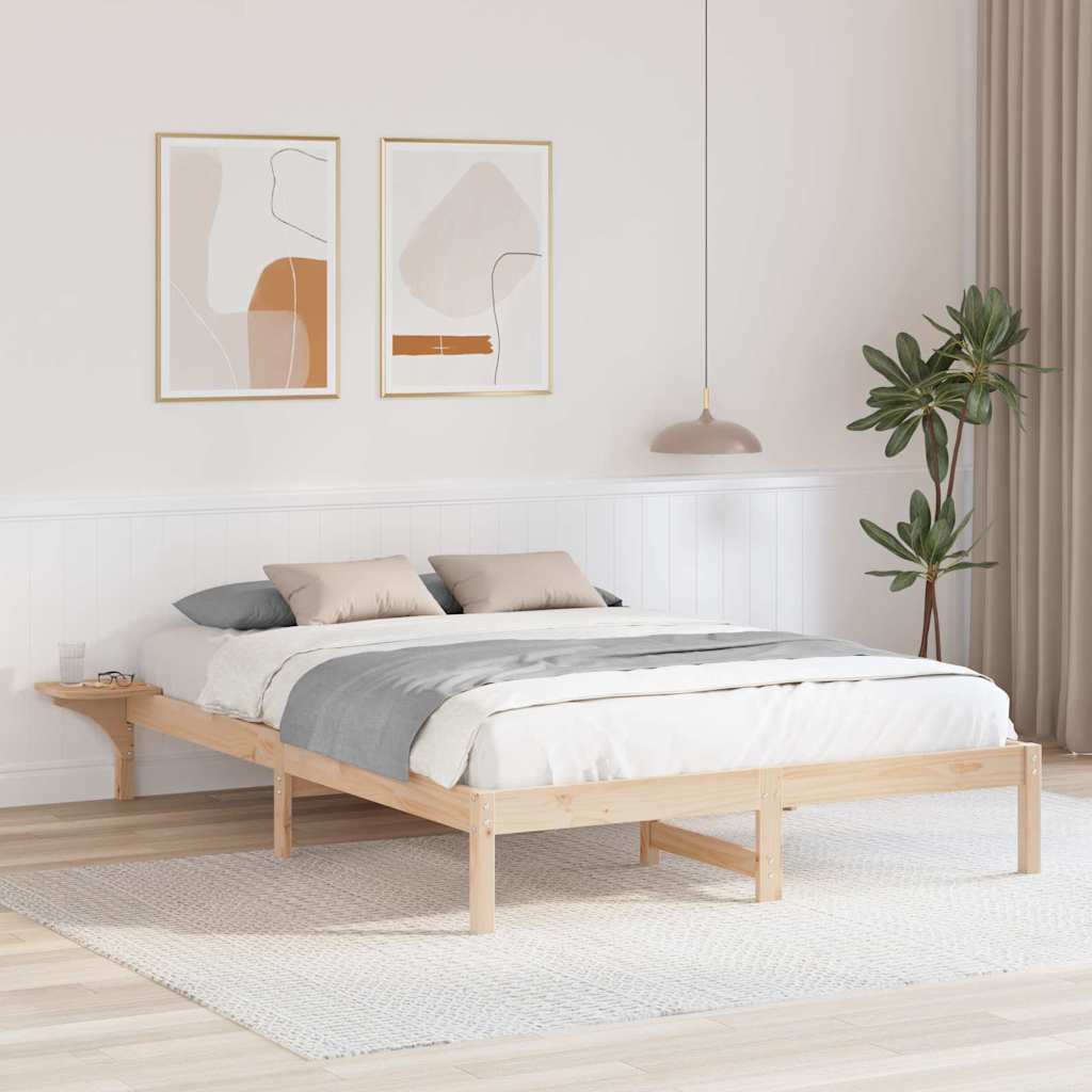 Krevetna konstrukcija Prirodna 150 x 200 cm Čvrsto borovo drvo