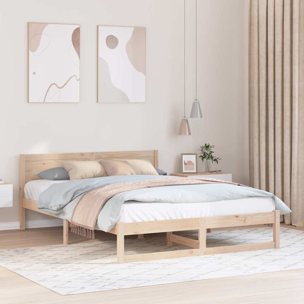 Krevetna konstrukcija Prirodna 150 x 200 cm Čvrsto borovo drvo