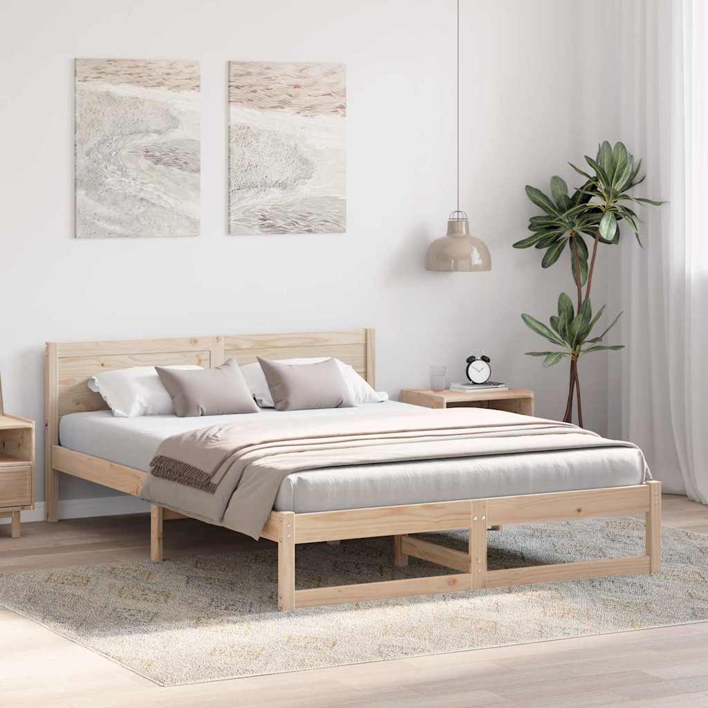 Krevetna konstrukcija Prirodna 150 x 200 cm Čvrsto borovo drvo