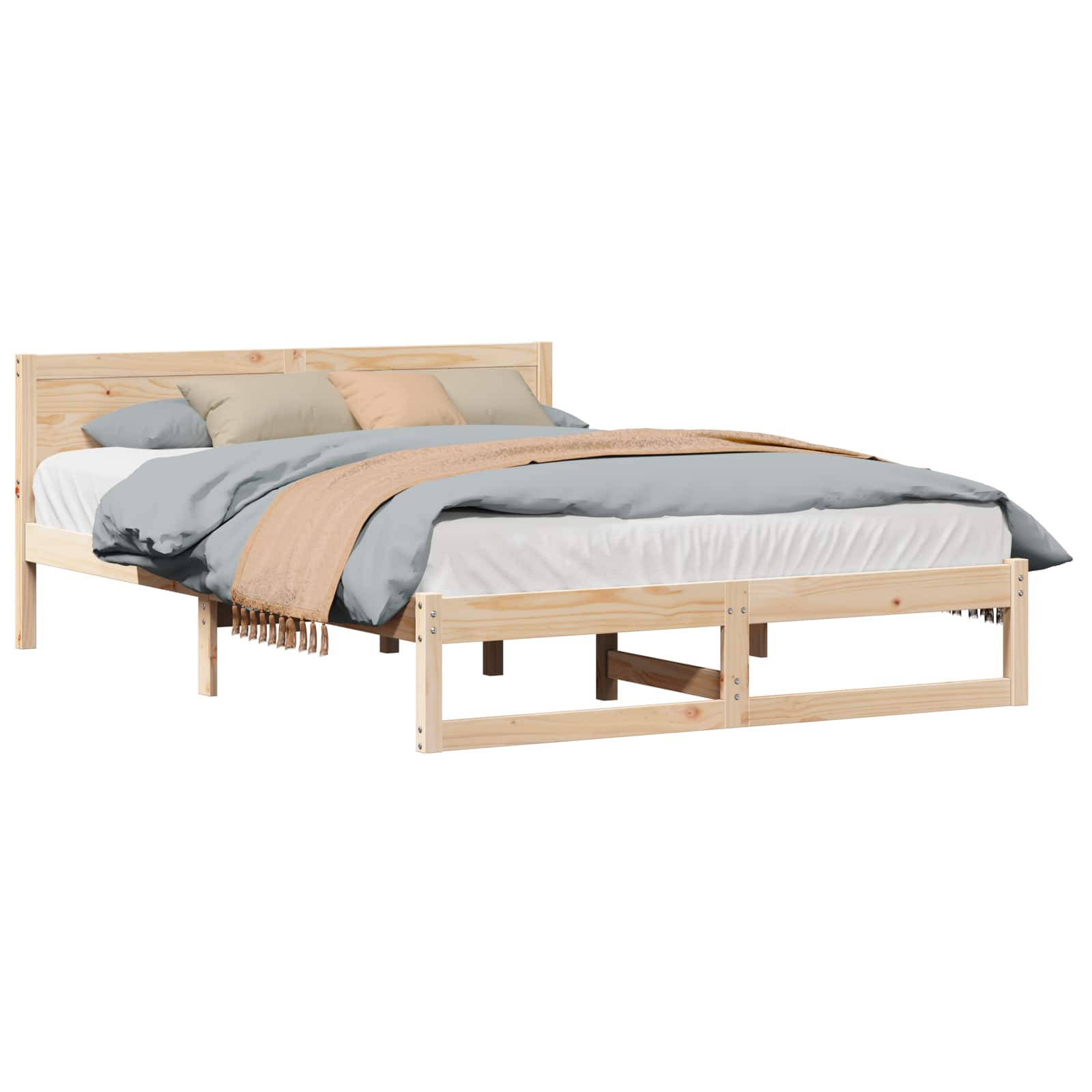 Krevetna konstrukcija Prirodna 150 x 200 cm Čvrsto borovo drvo