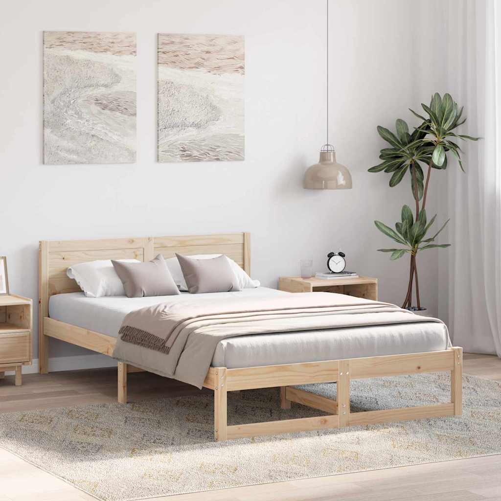 Krevetna konstrukcija Prirodna 140 x 190 cm Čvrsto borovo drvo