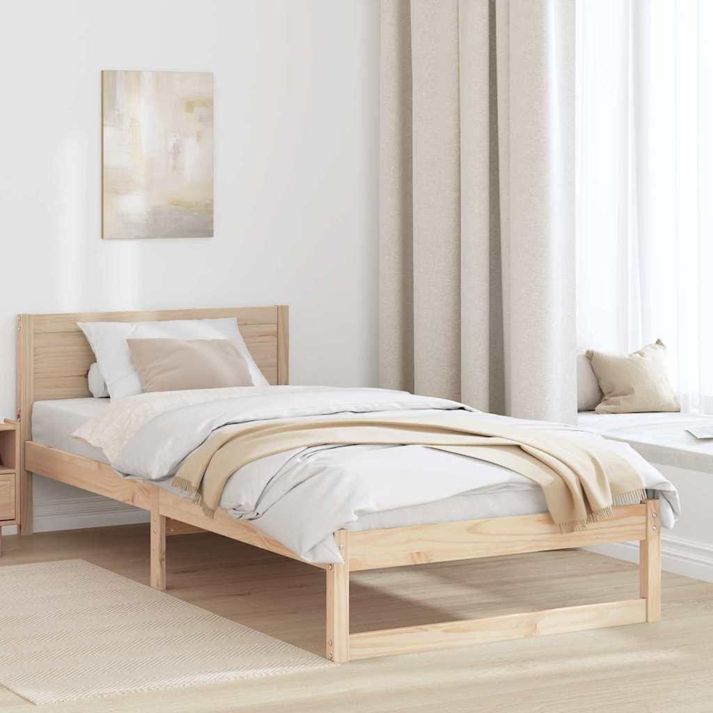 Krevetna konstrukcija Prirodna 75 x 190 cm Čvrsto borovo drvo